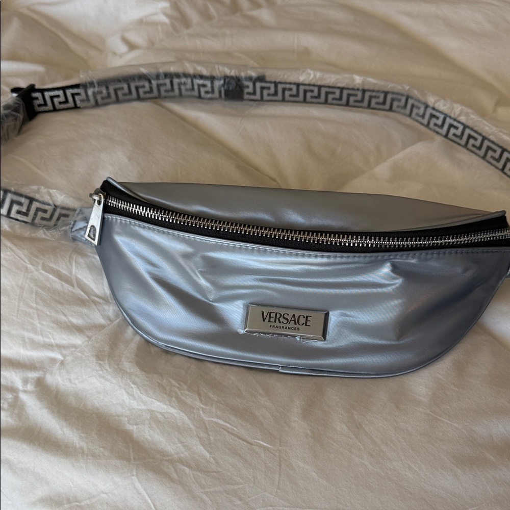 Versace Metallic Gray Belt Bag
